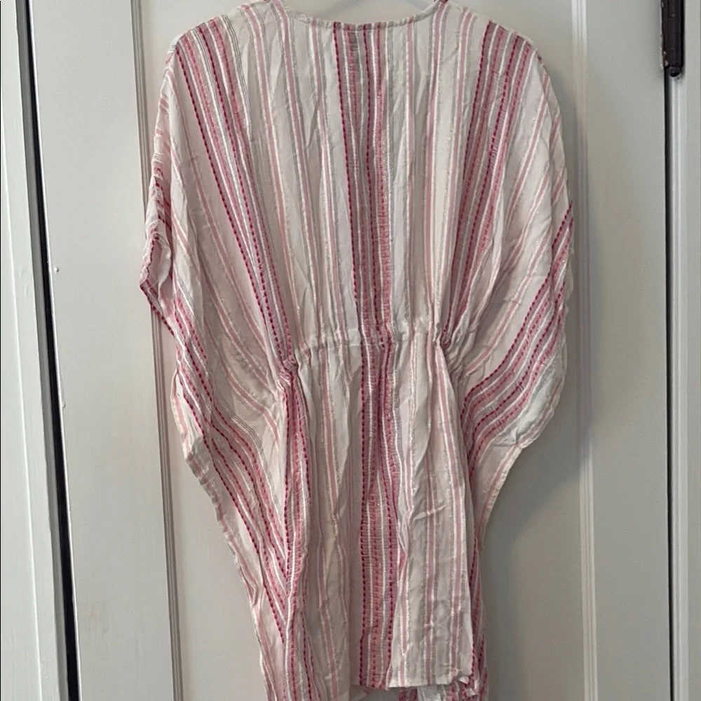 Raviya Pink and White Striped Swim Coverup
